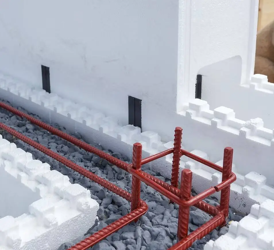 Insulated concrete form foundation work.