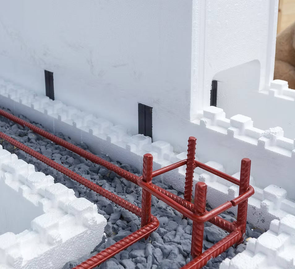 Insulated concrete form foundation work.